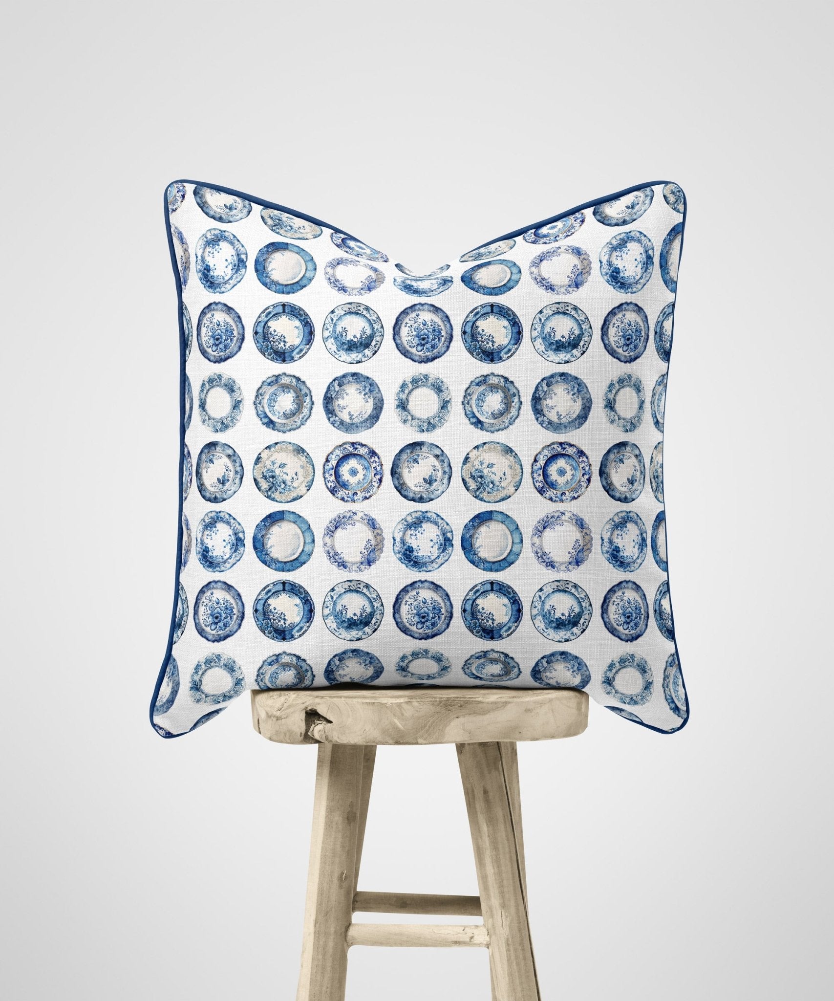 Chinoiserie Blue and White Plates Fabric - Hydrangea Lane Home