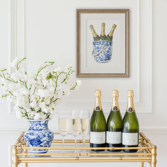 Chinoiserie Champagne Bucket Art Print - Hydrangea Lane Home