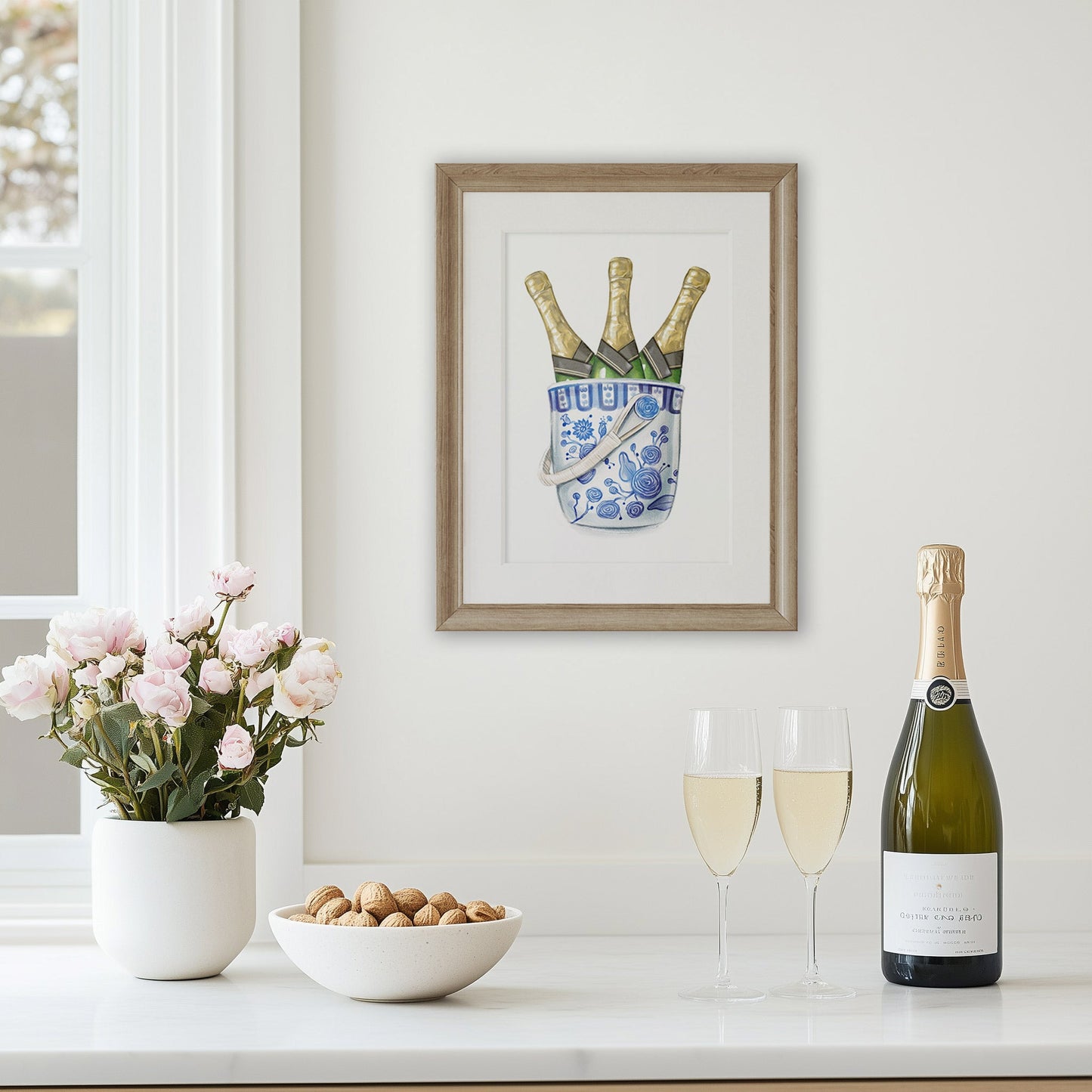 Chinoiserie Champagne Bucket Art Print - Hydrangea Lane Home