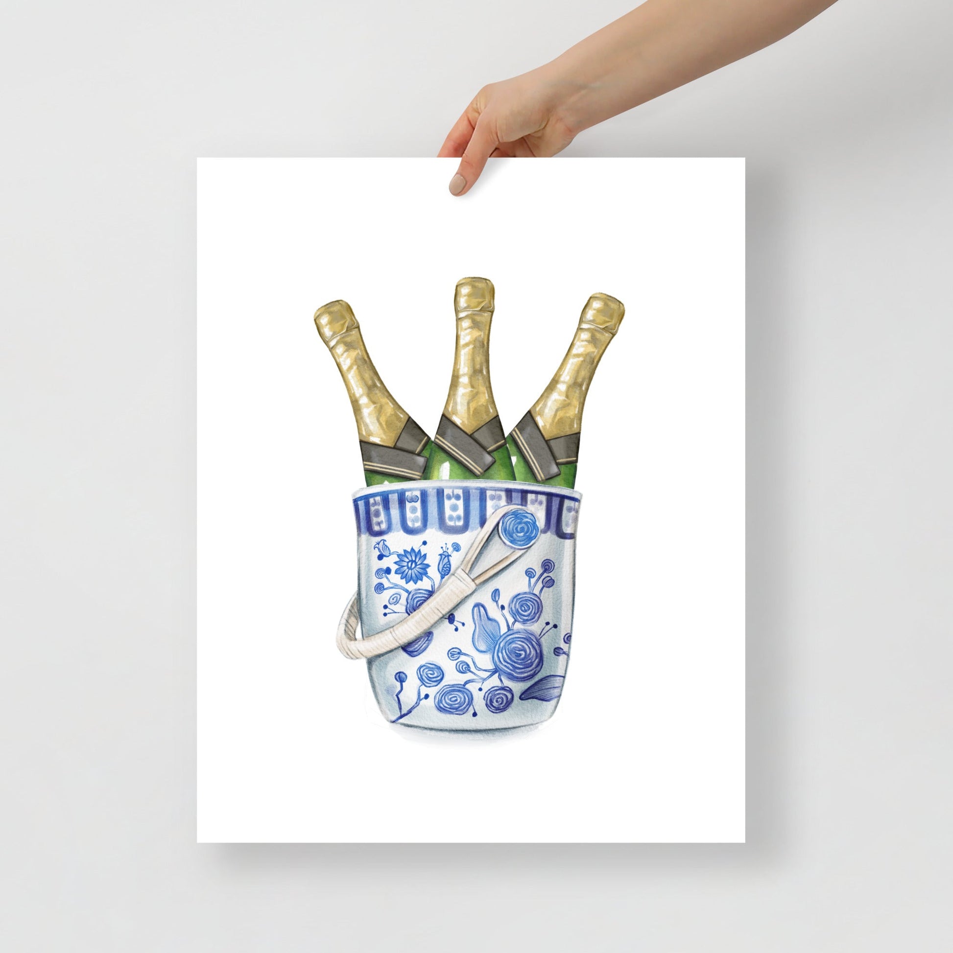 Chinoiserie Champagne Bucket Art Print - Hydrangea Lane Home