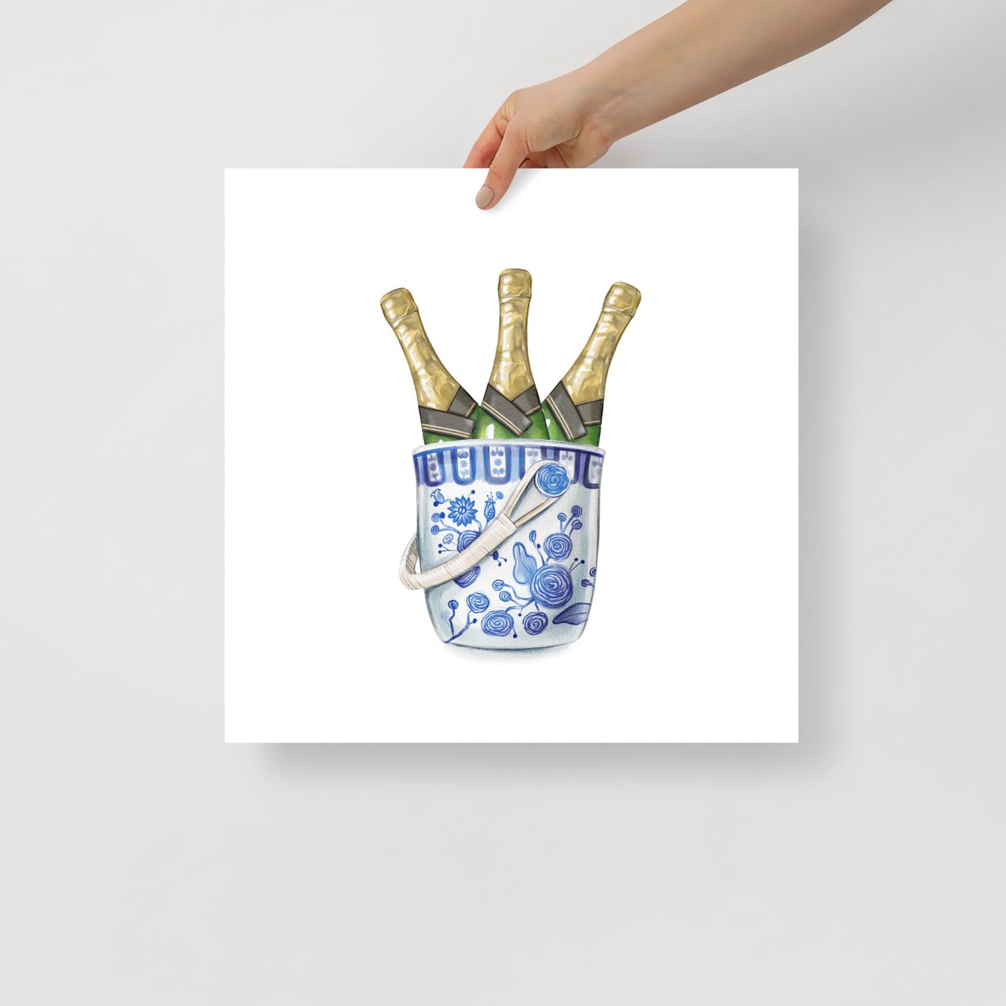 Chinoiserie Champagne Bucket Art Print - Hydrangea Lane Home