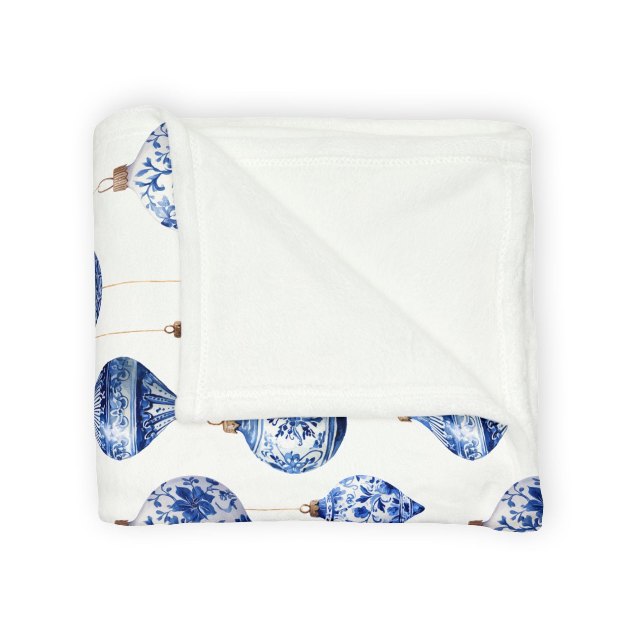 Chinoiserie Christmas Ornament Monogrammed Blanket - Hydrangea Lane Home