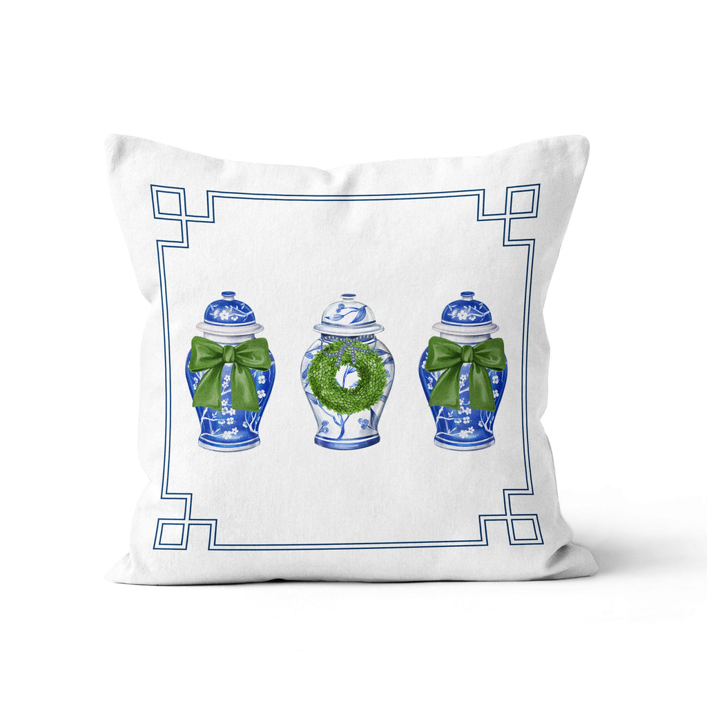 Chinoiserie Ginger Jar Christmas Cushion/Pillow Cover - Hydrangea Lane Home
