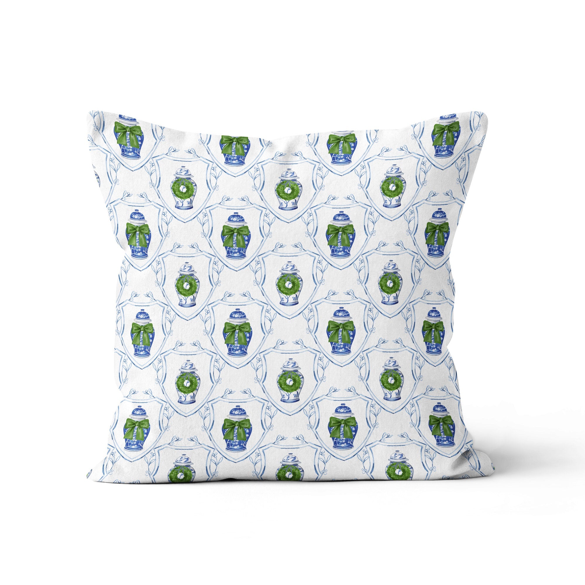 Chinoiserie Ginger Jar Christmas Cushion/Pillow Cover - Hydrangea Lane Home