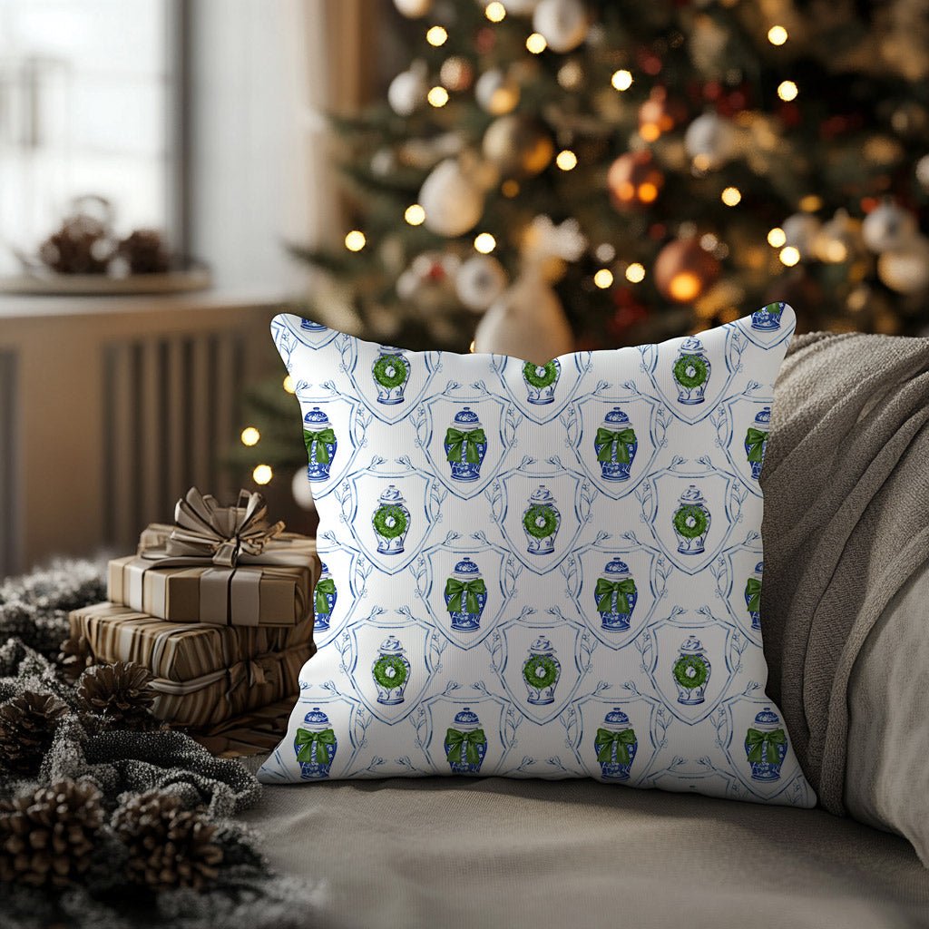 Chinoiserie Ginger Jar Christmas Cushion/Pillow Cover - Hydrangea Lane Home