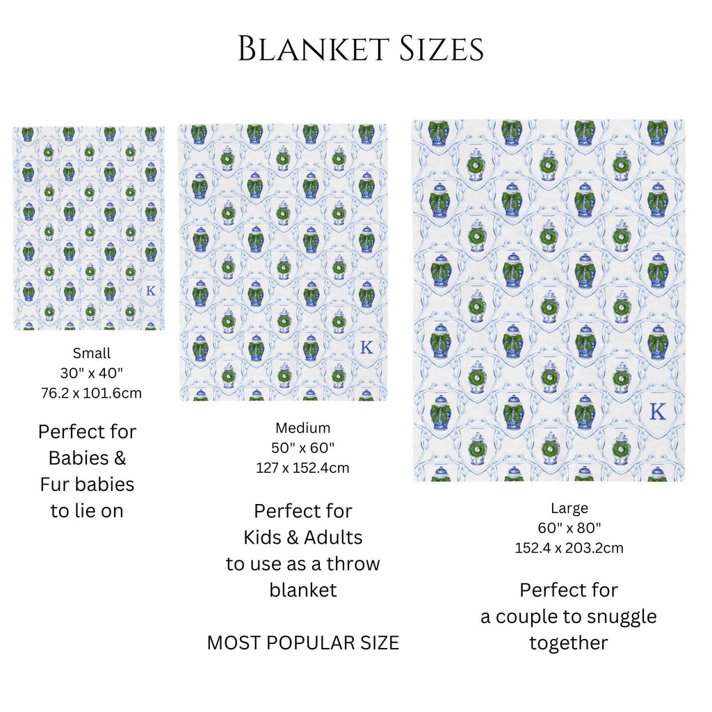 Chinoiserie Ginger Jar Monogrammed Blanket - Hydrangea Lane Home