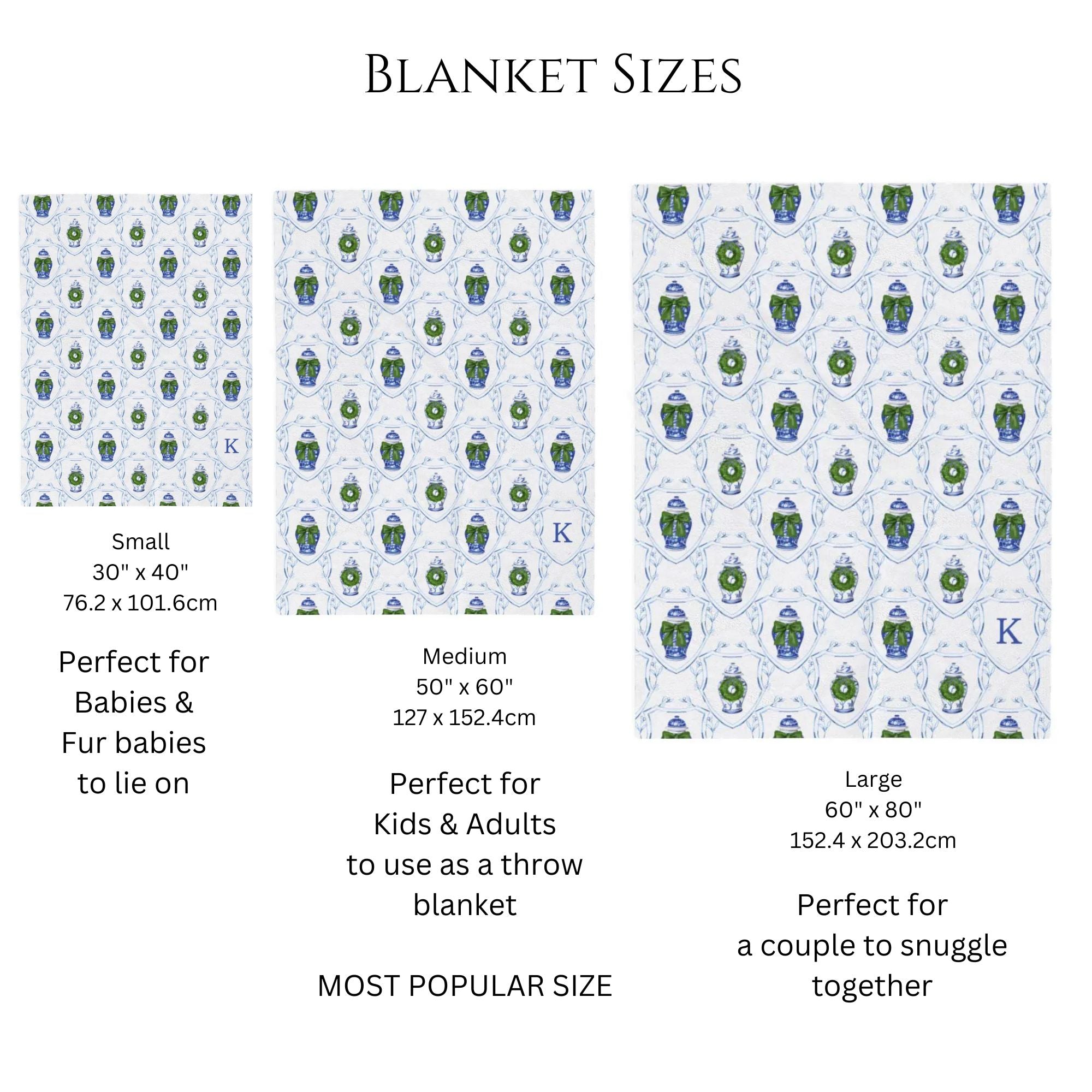 Chinoiserie Ginger Jar Monogrammed Blanket - Hydrangea Lane Home