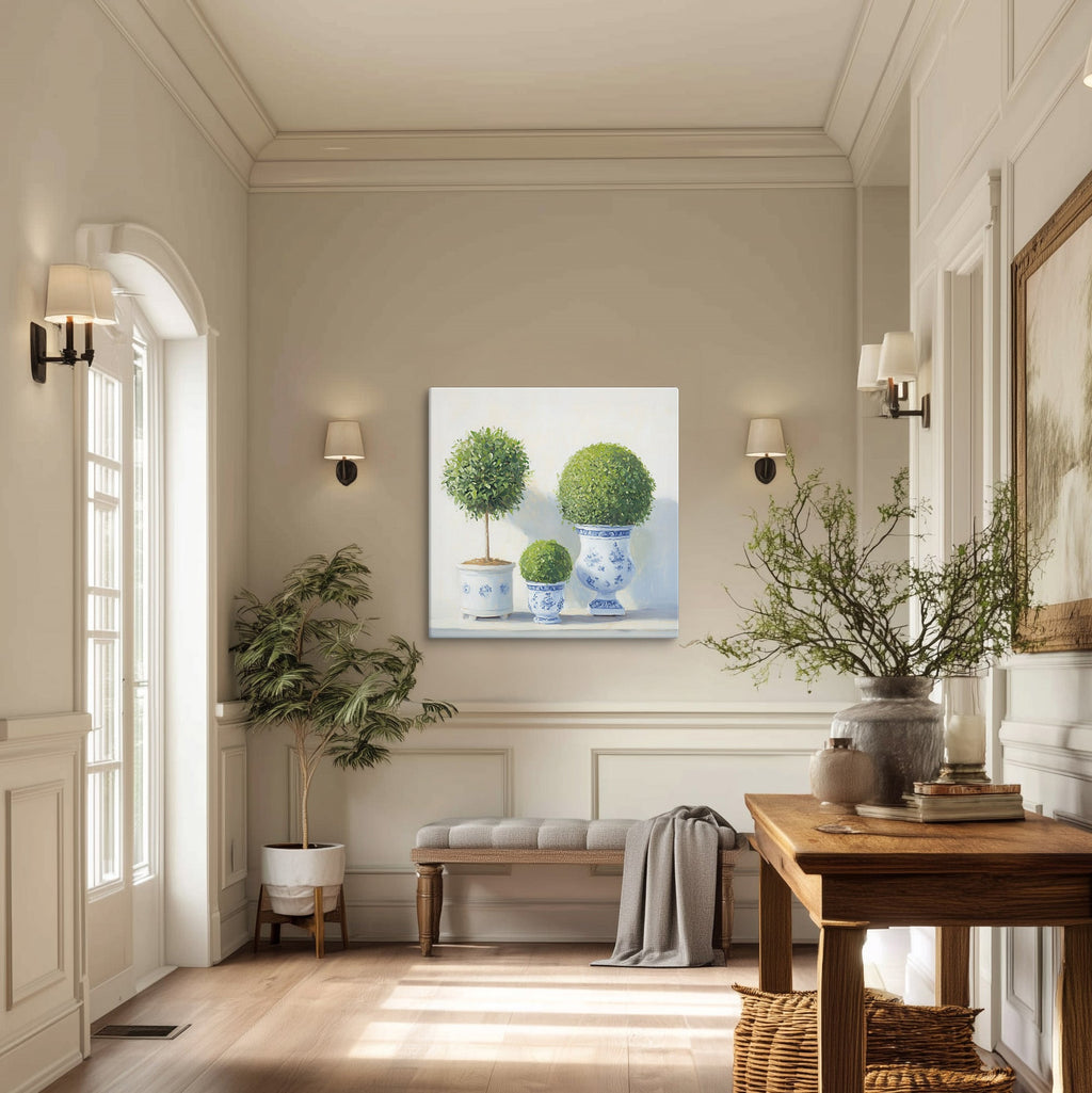 Chinoiserie Topiary Tree Oil Painting Art Canvas - Hydrangea Lane Home