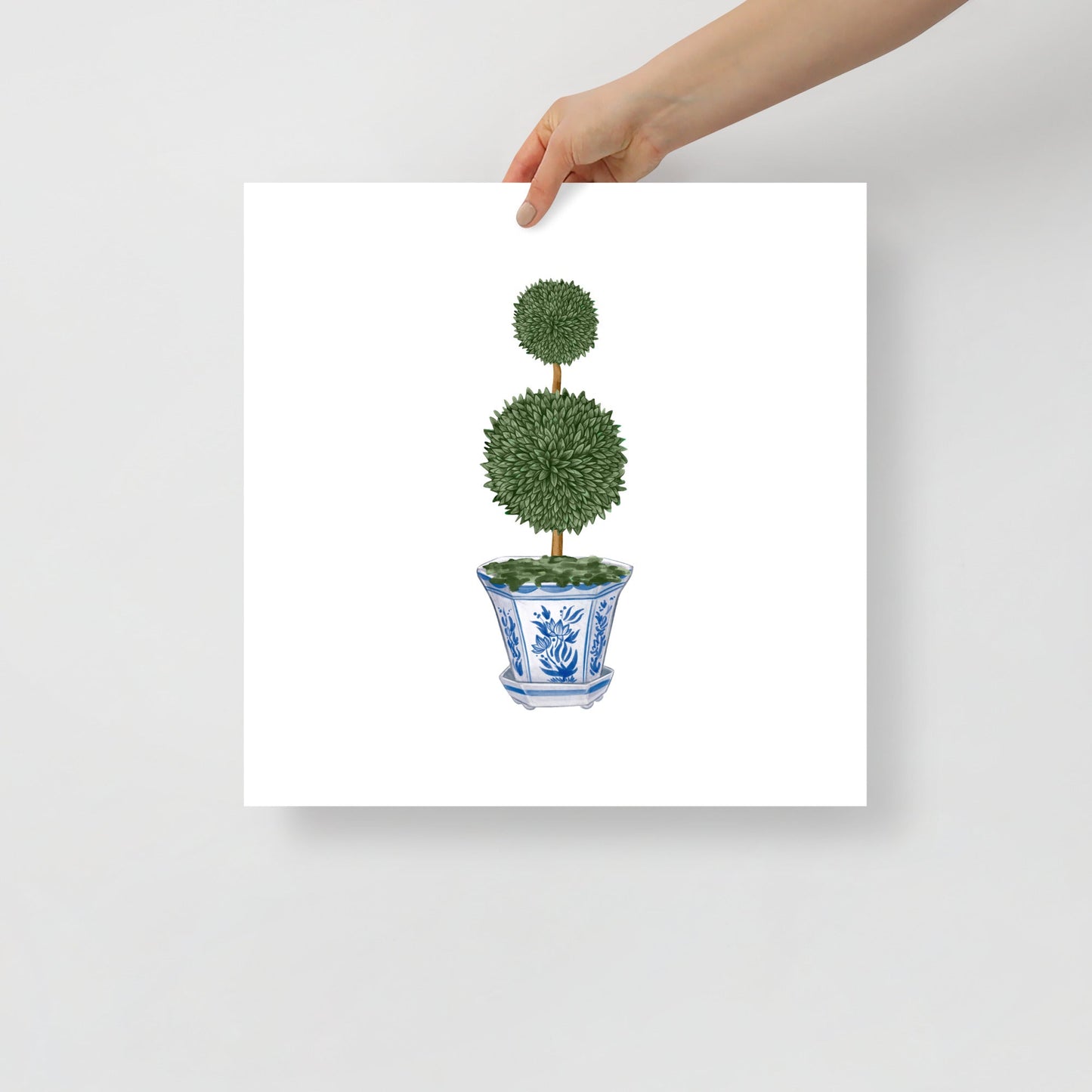 Double Topiary Tree Chinoiserie Watercolor Art Print - Hydrangea Lane Home