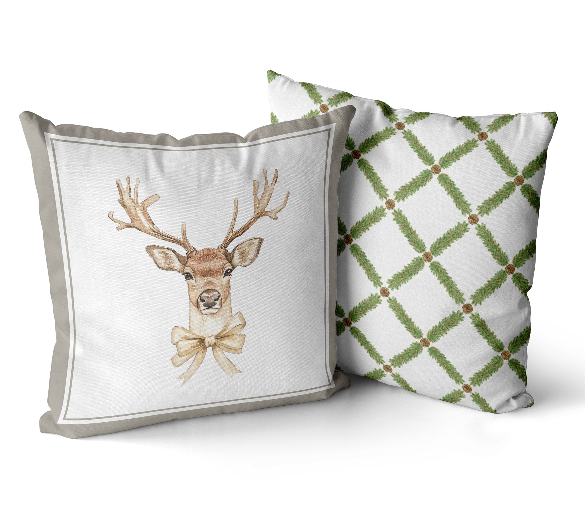 Festive Deer Christmas Cushion/Pillow Cover - Hydrangea Lane Home