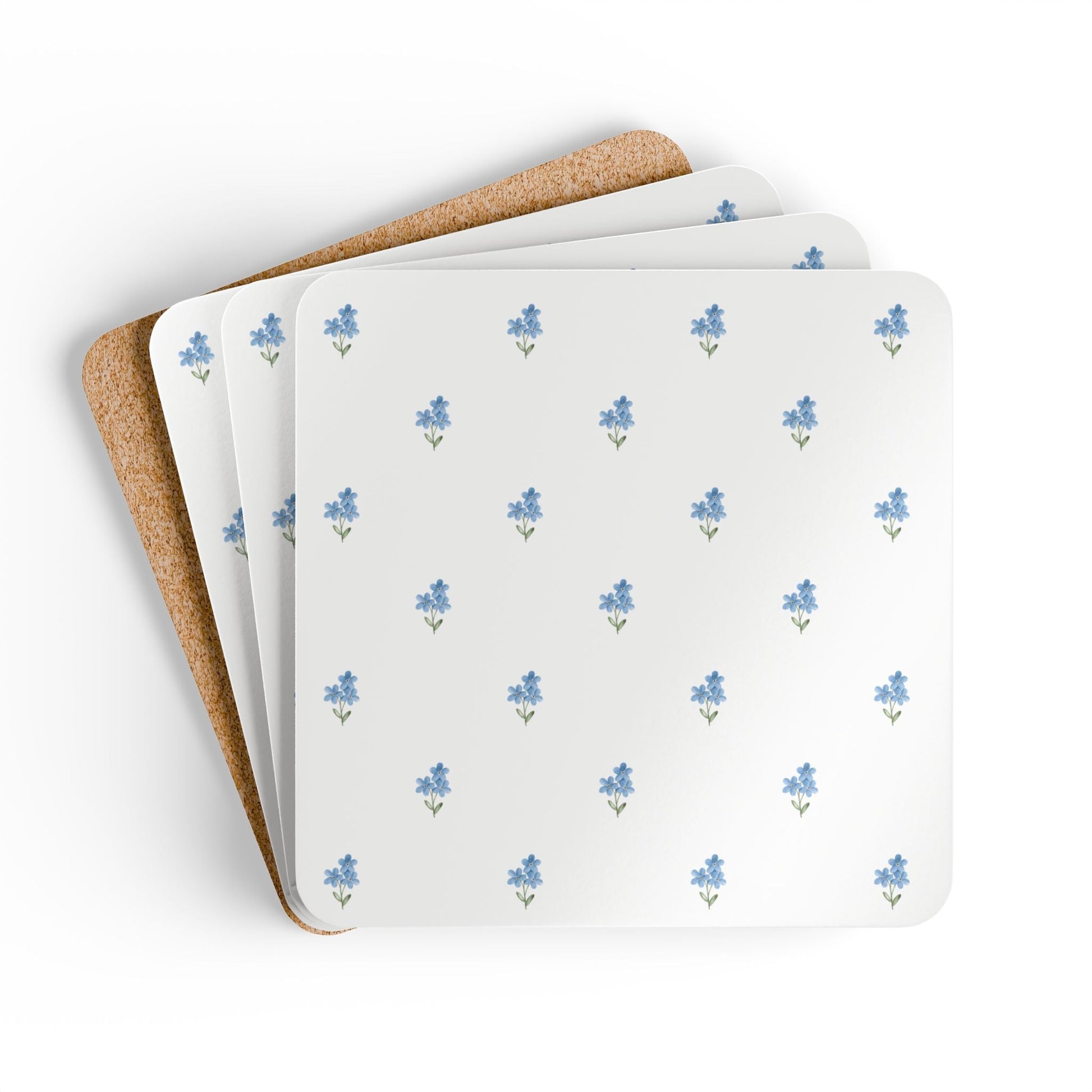 Forget Me Not Set of 4 Drink Coasters - Hydrangea Lane Home