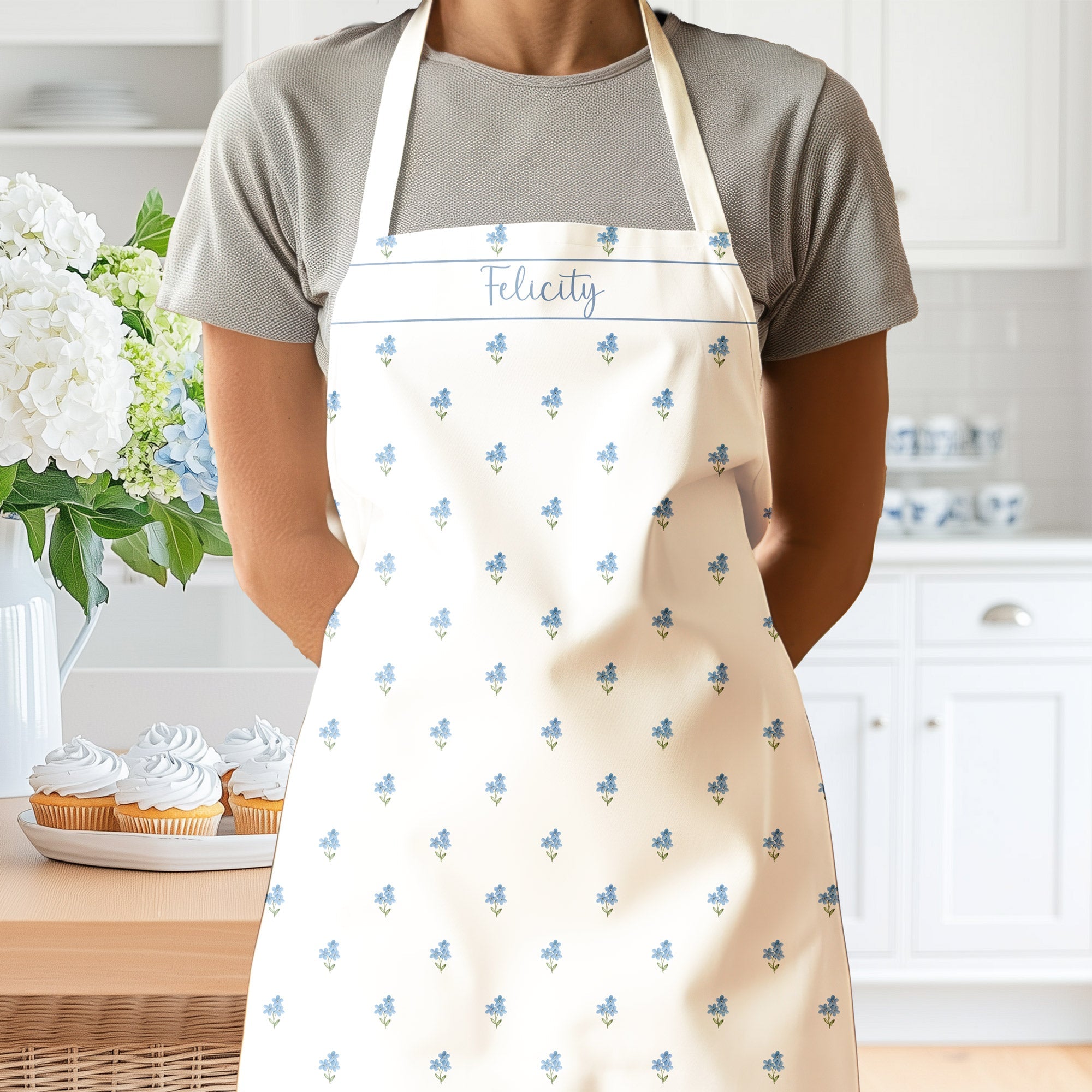 Forget Me Nots Apron with Personalisation - Hydrangea Lane Home