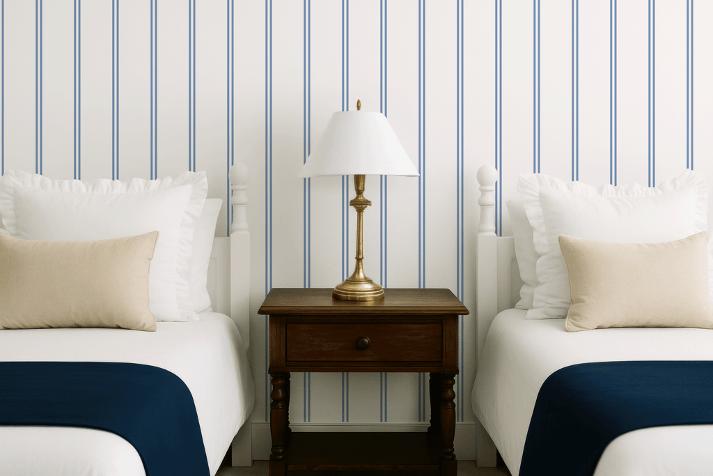 French Stripe Wallpaper - Breeze - Hydrangea Lane Home