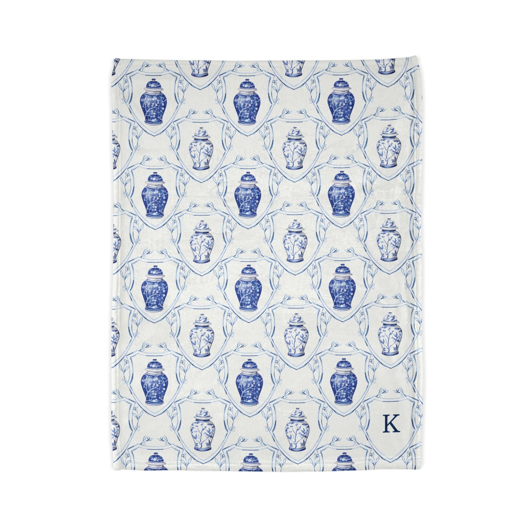 Ginger Jar Crest Soft Fleece Blanket - Hydrangea Lane Home