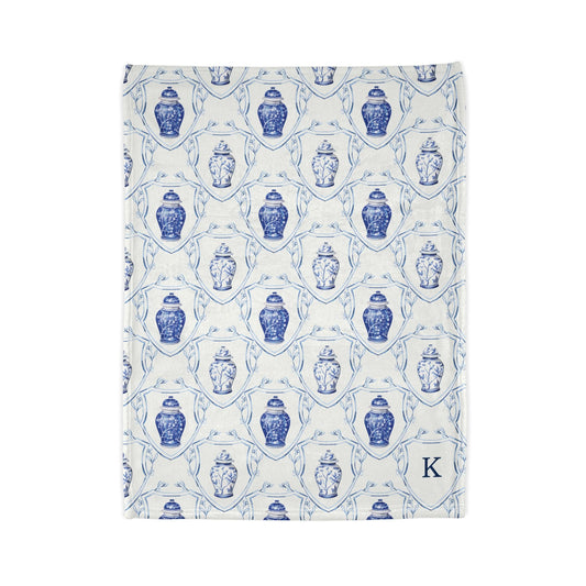 Ginger Jar Crest Soft Fleece Blanket - Hydrangea Lane Home