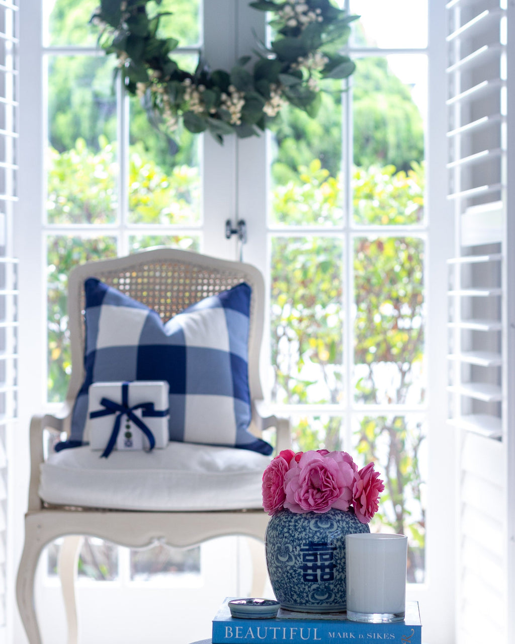 Gingham Check Jumbo Fabric - Navy - Hydrangea Lane Home