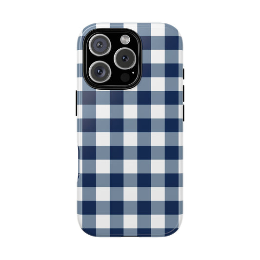Gingham Check Navy Tough iPhone Case - Hydrangea Lane Home