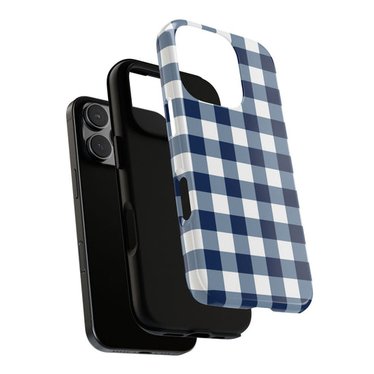 Gingham Check Navy Tough iPhone Case - Hydrangea Lane Home