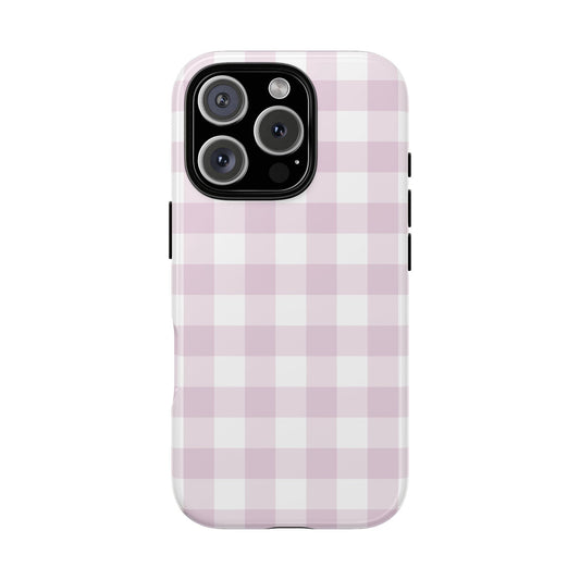 Gingham Check Pink Tough iPhone Case - Hydrangea Lane Home