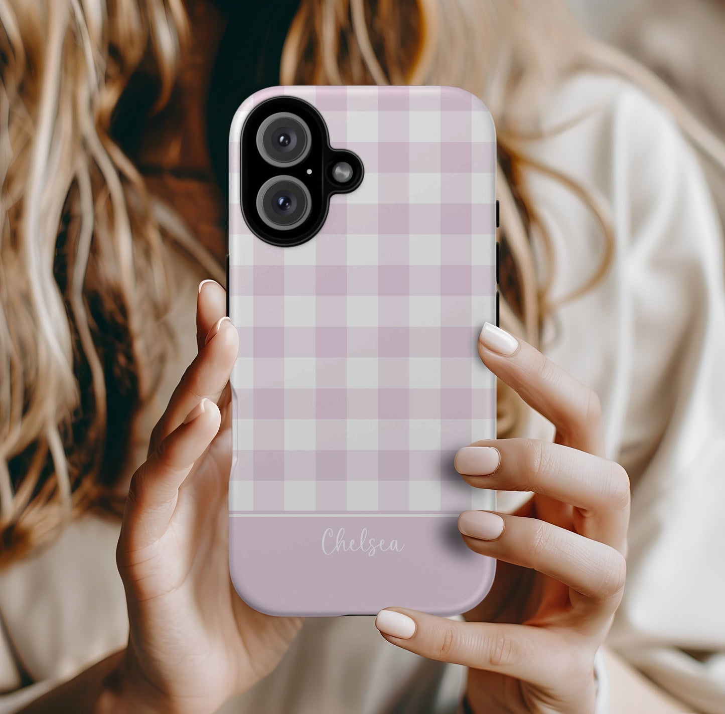 Gingham Check Pink Tough iPhone Case - Hydrangea Lane Home