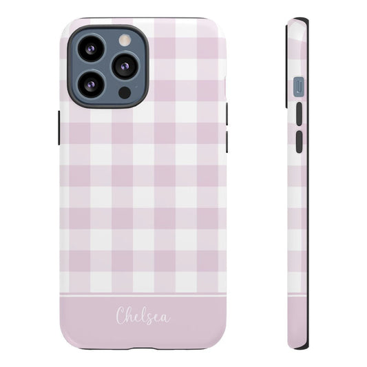 Gingham Check Pink Tough iPhone Case - Hydrangea Lane Home