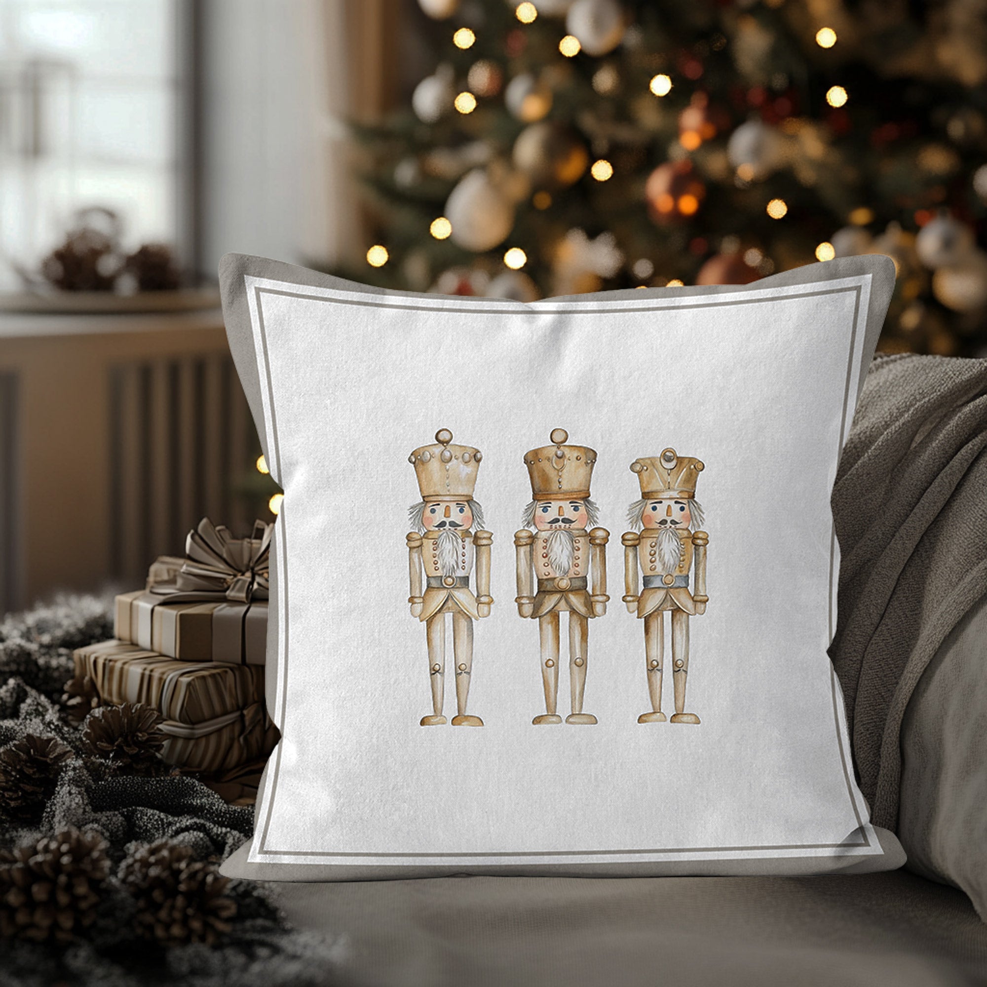 Gold Nutcracker Christmas Cushion/Pillow Cover - Hydrangea Lane Home