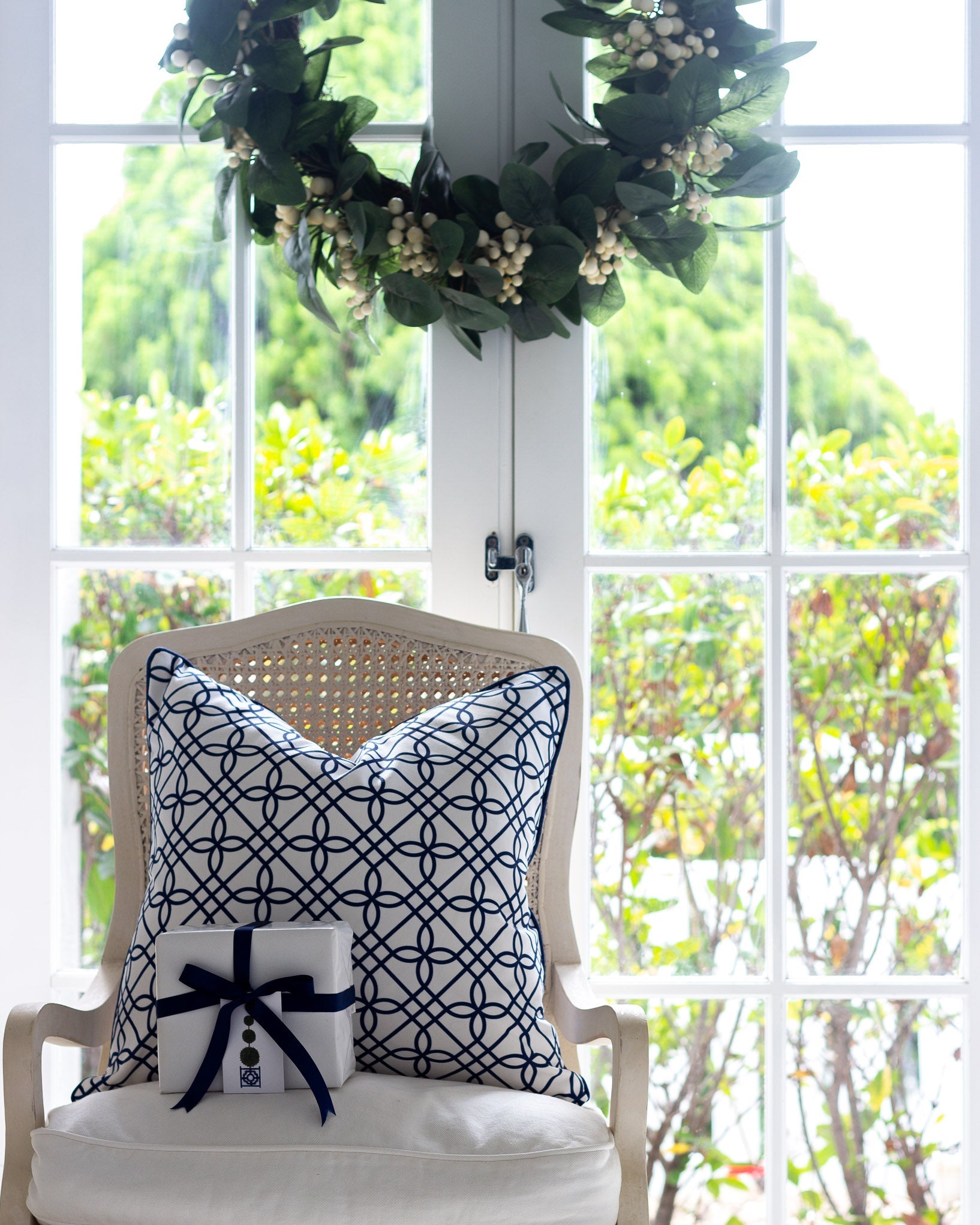 Greek Gate Fabric - Navy - Hydrangea Lane Home