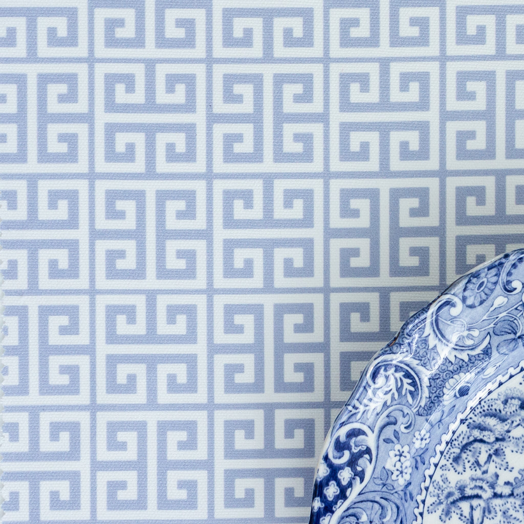 Greek Key Fabric - Cornflower - Hydrangea Lane Home