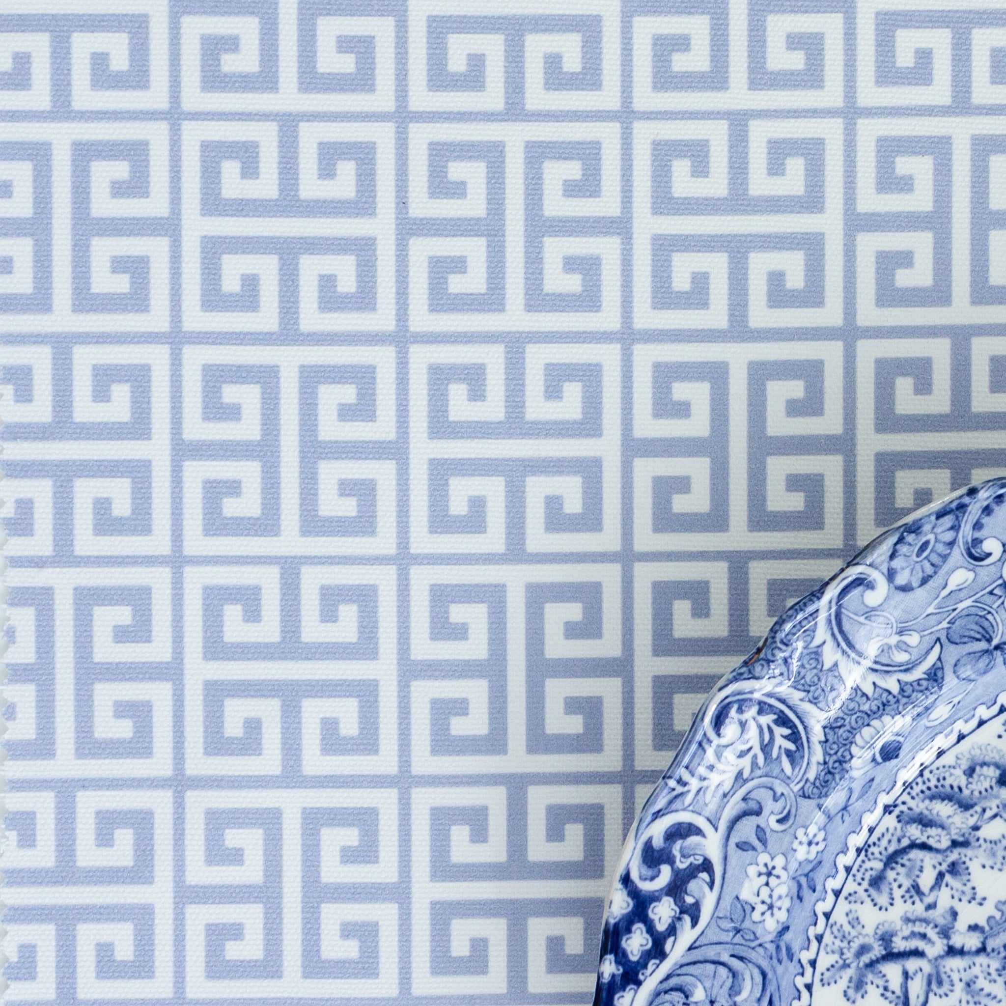Greek Key Fabric - Cornflower - Hydrangea Lane Home