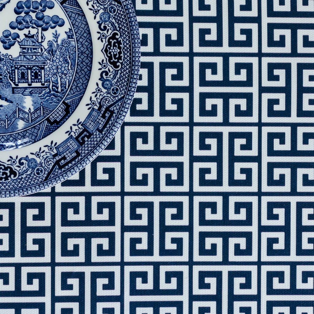 Greek Key Fabric - Navy - Hydrangea Lane Home