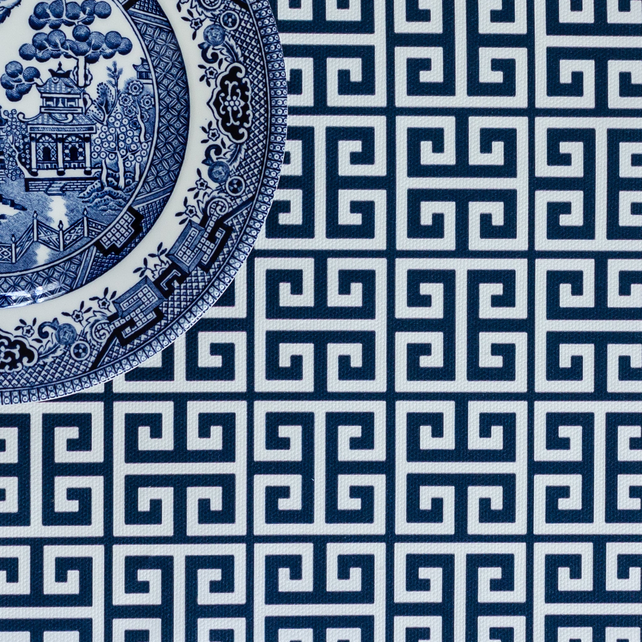 Greek Key Fabric - Navy - Hydrangea Lane Home