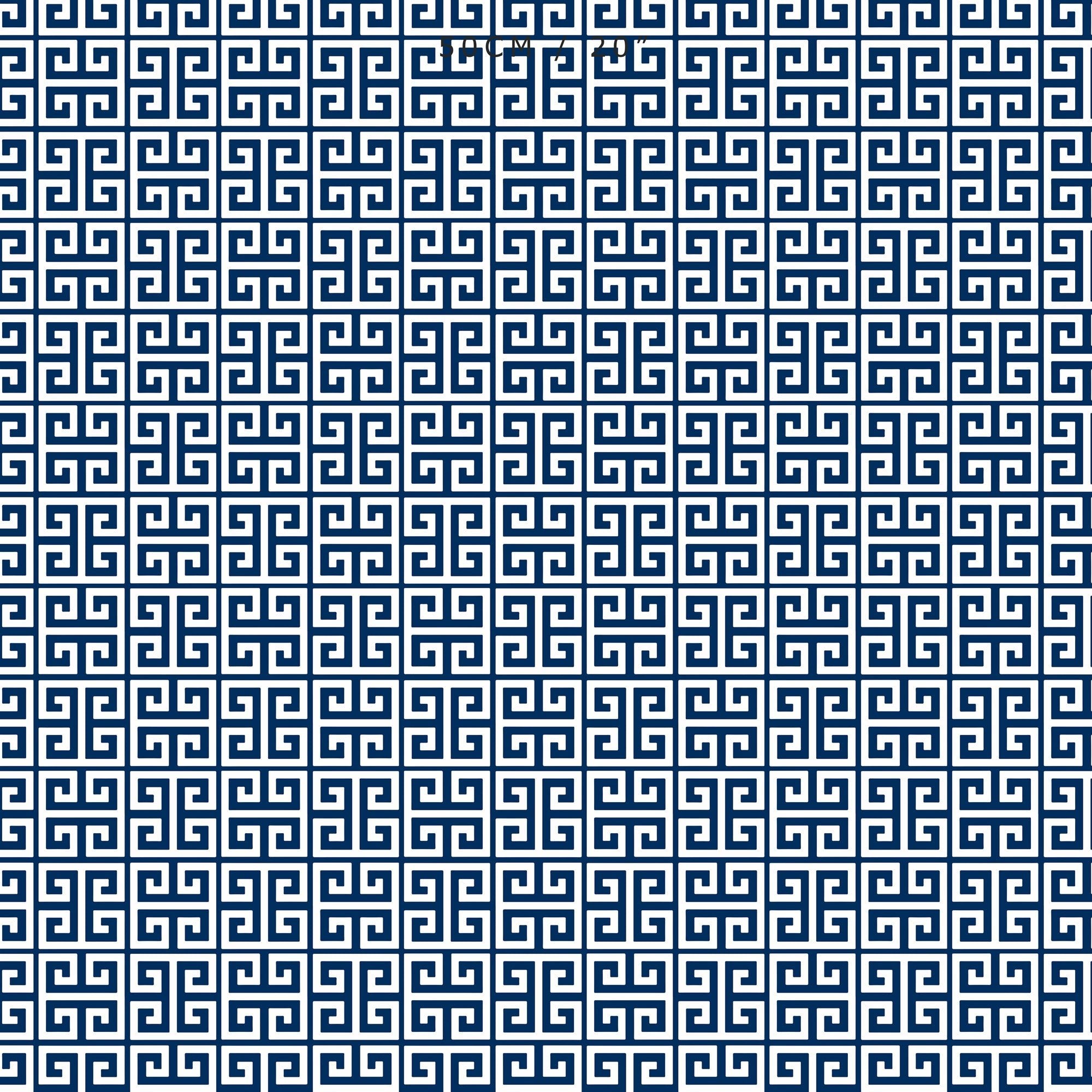Greek Key Fabric - Navy - Hydrangea Lane Home