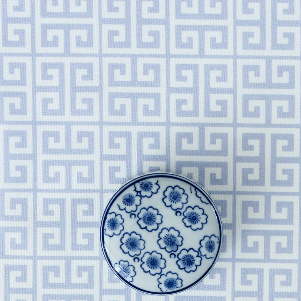 Greek Key Fabric - Serenity - Hydrangea Lane Home