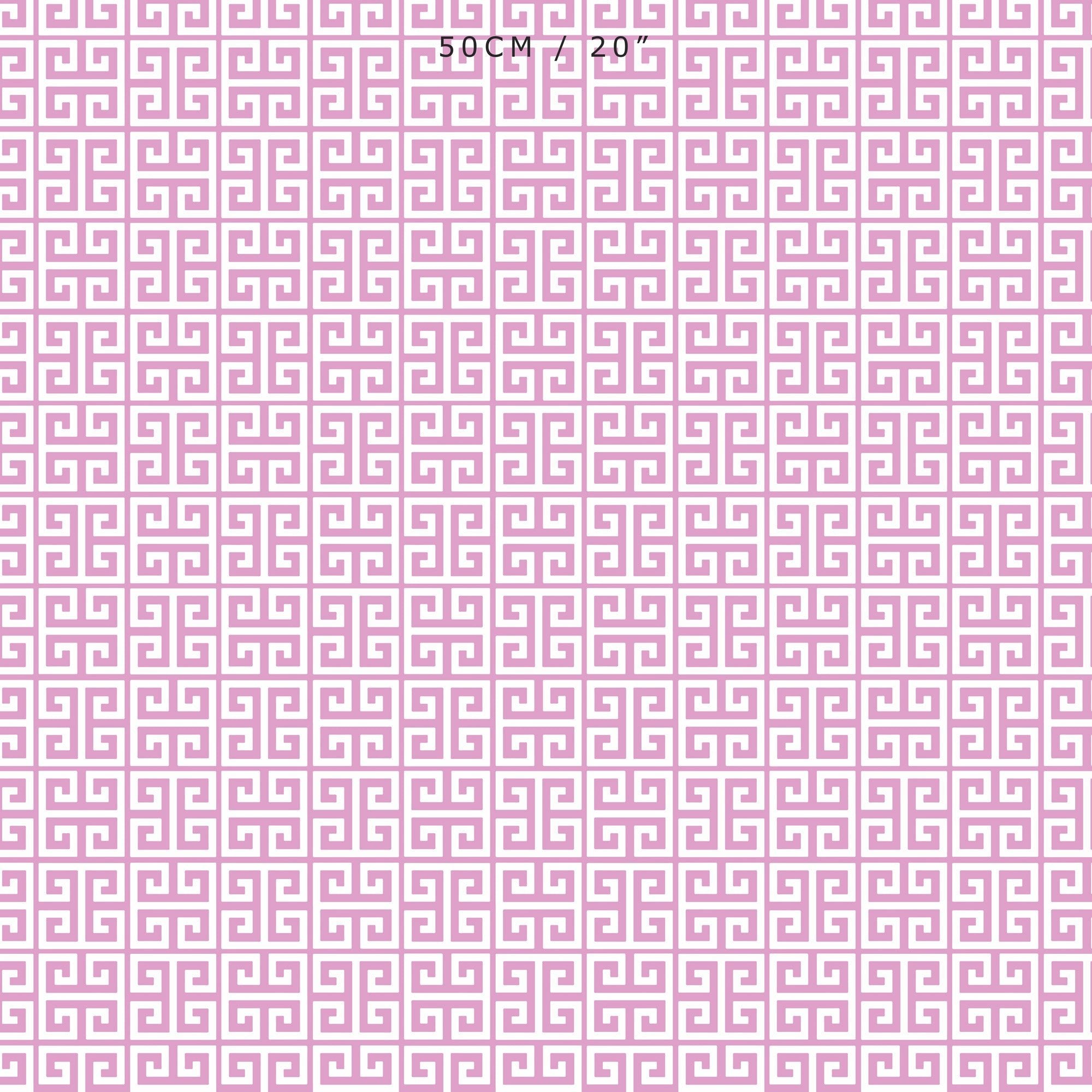 Greek Key Fabric - Tickled Pink - Hydrangea Lane Home