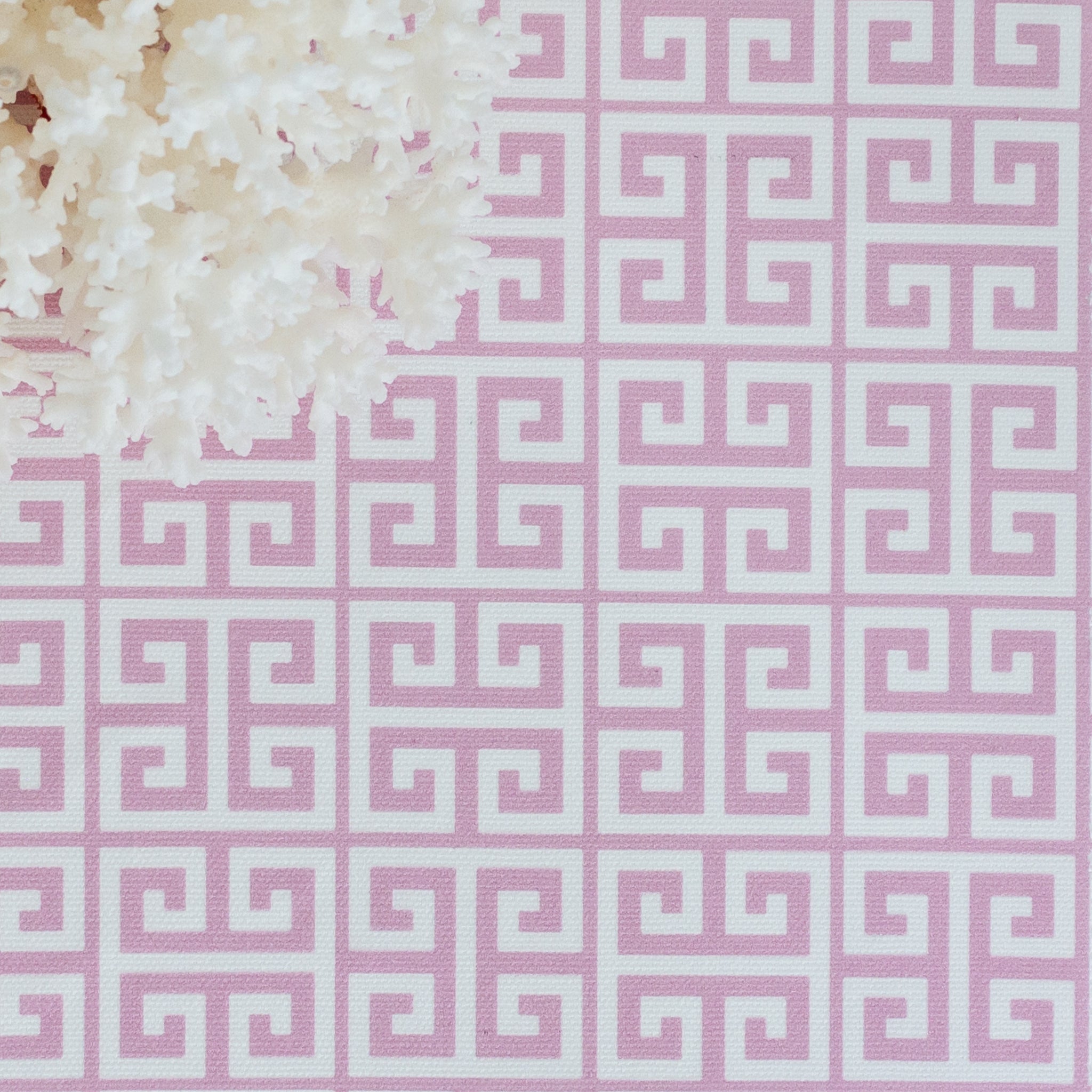 Greek Key Fabric - Tickled Pink - Hydrangea Lane Home