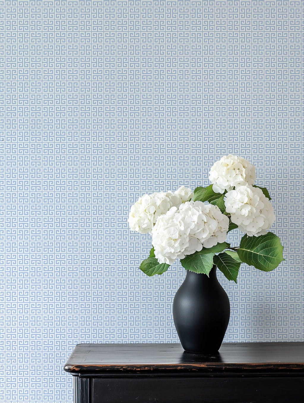 Greek Key Wallpaper - Cornflower - Hydrangea Lane Home