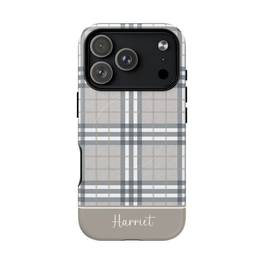 Highland Plaid Beige MagSafe Tough iPhone Case - Hydrangea Lane Home