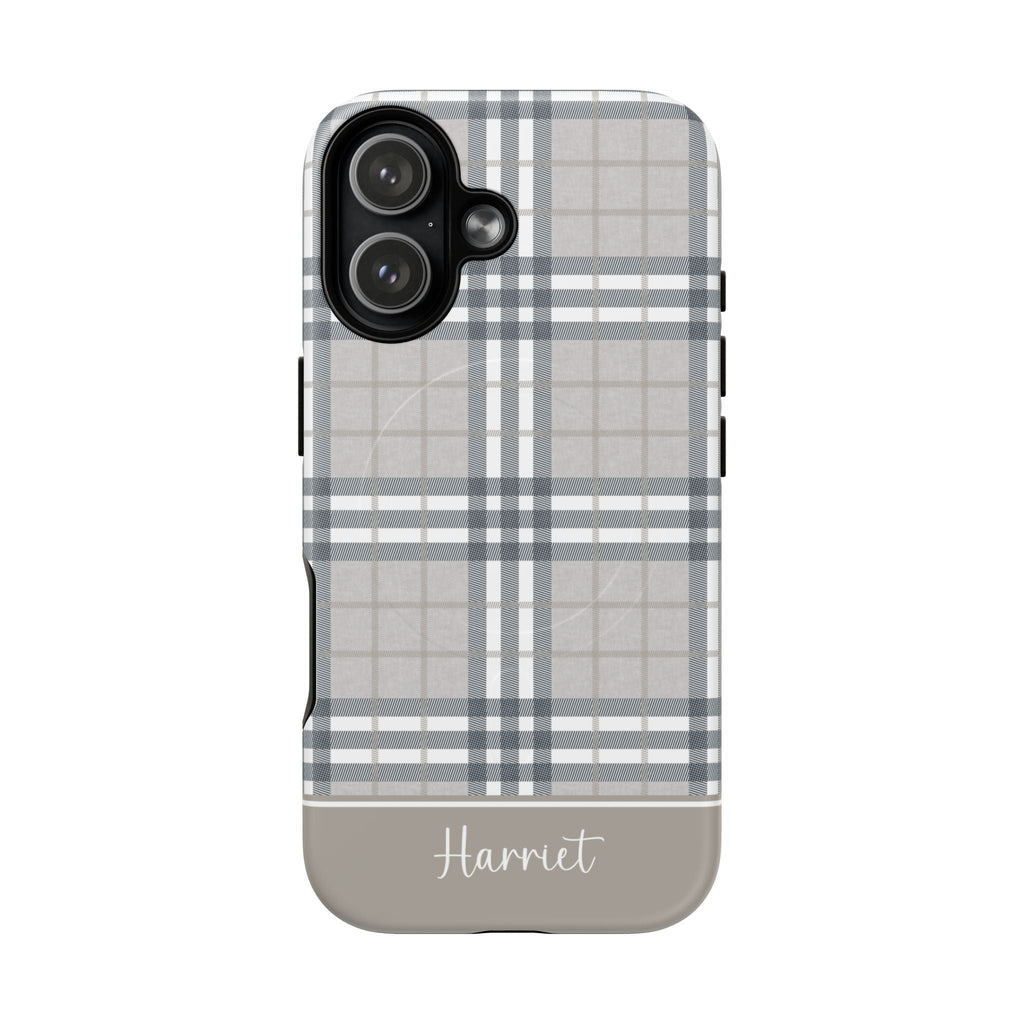 Highland Plaid Beige MagSafe Tough iPhone Case - Hydrangea Lane Home