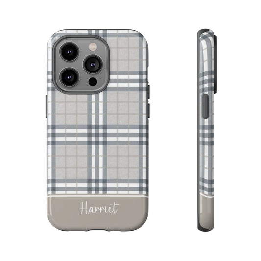 Highland Plaid Beige Tough iPhone Case - Hydrangea Lane Home