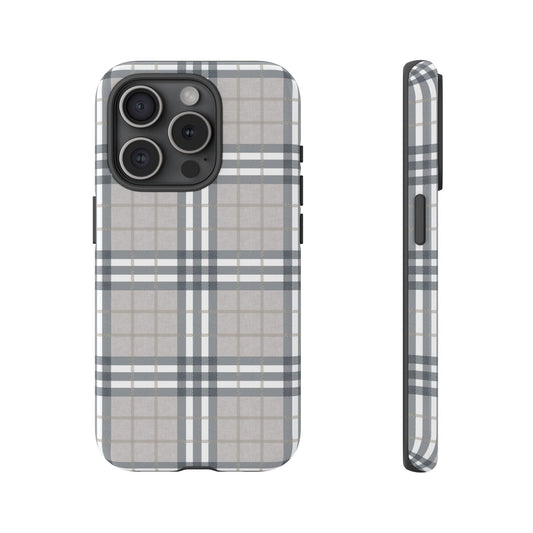 Highland Plaid Beige Tough iPhone Case - Hydrangea Lane Home