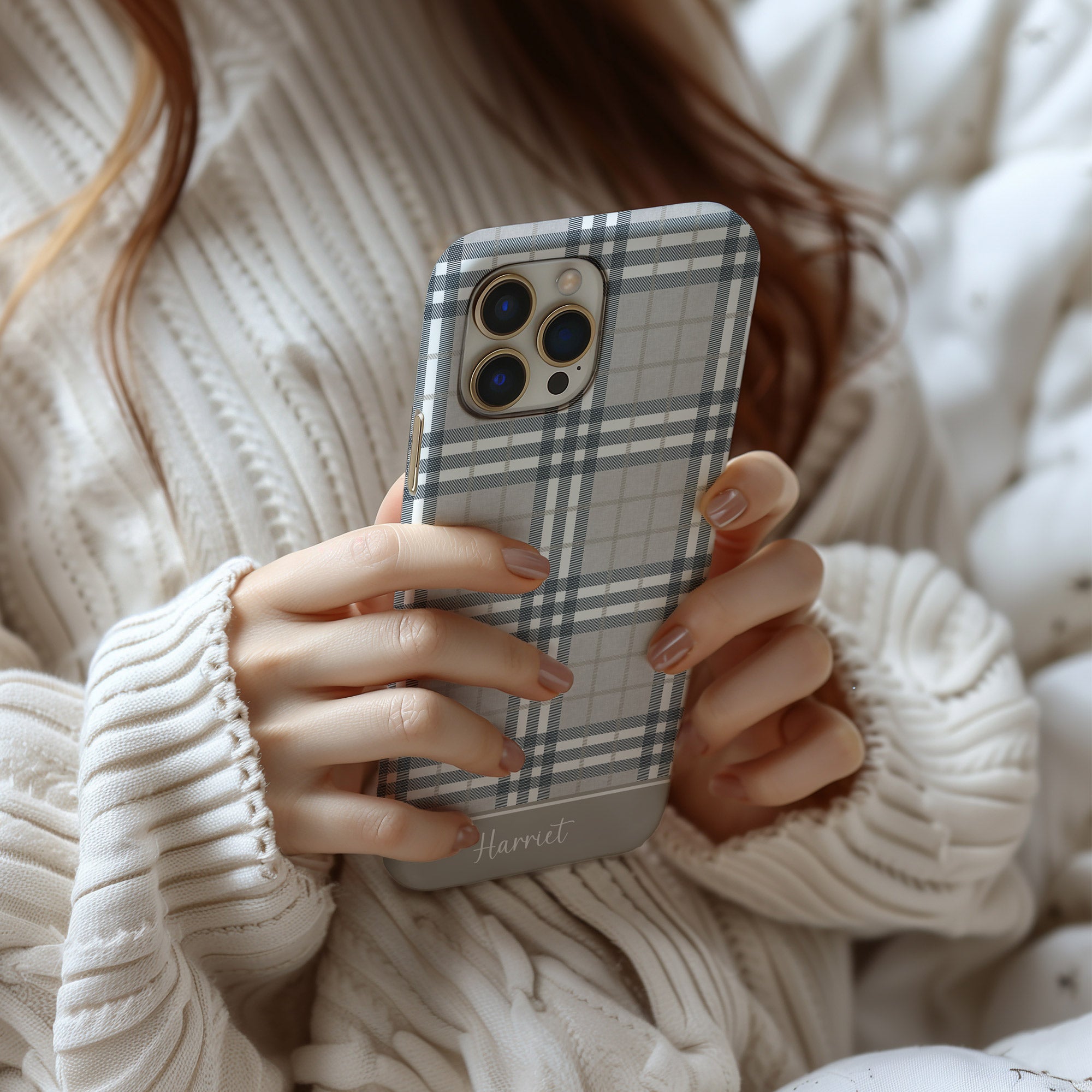 Highland Plaid Beige Tough iPhone Case - Hydrangea Lane Home