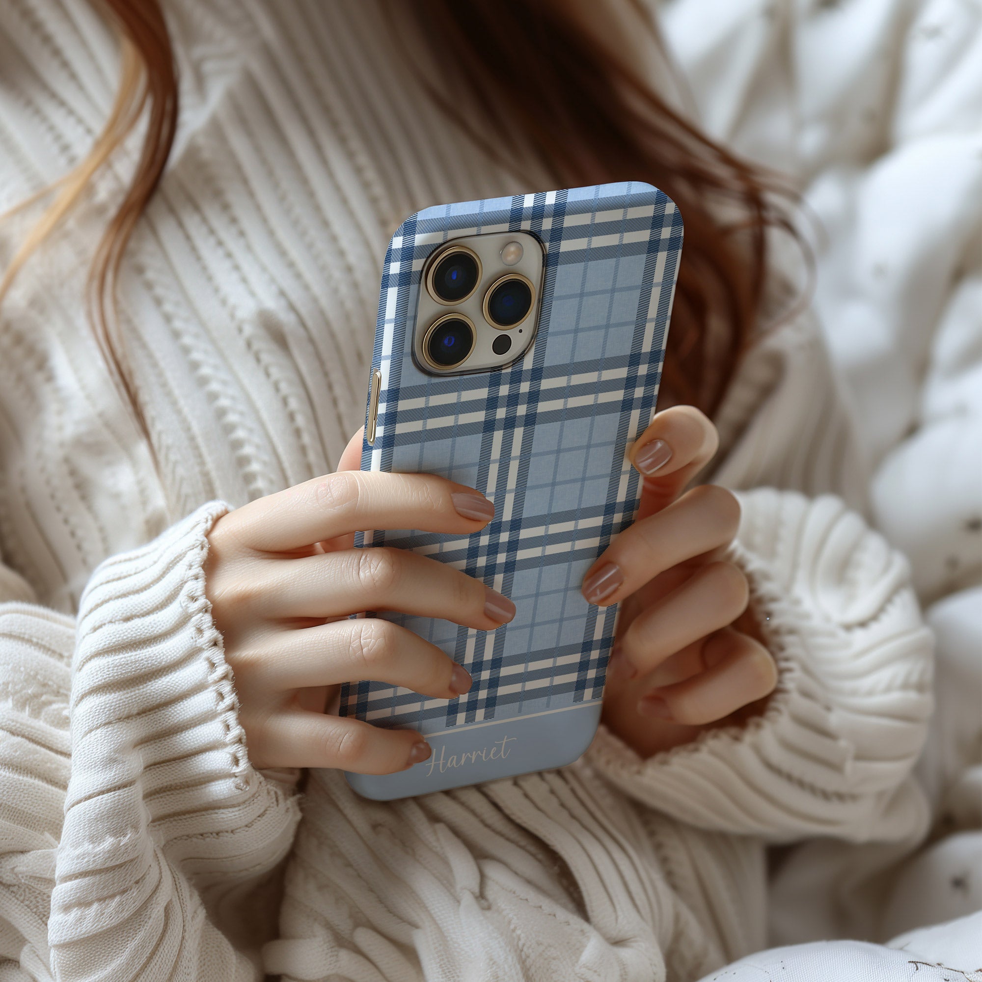 Highland Plaid Blue Tough iPhone Case - Hydrangea Lane Home