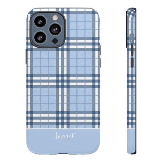 Highland Plaid Blue Tough iPhone Case - Hydrangea Lane Home