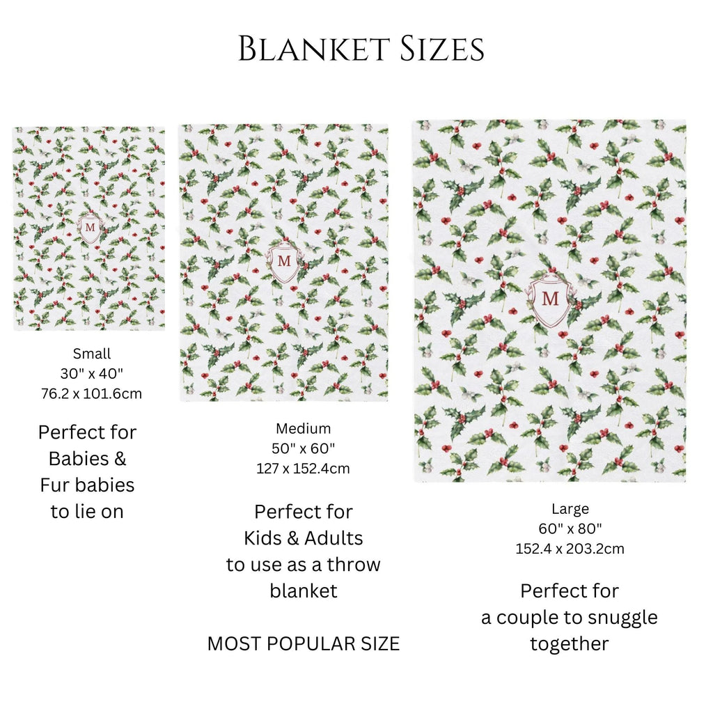 Holly Monogrammed Christmas Blanket - Hydrangea Lane Home