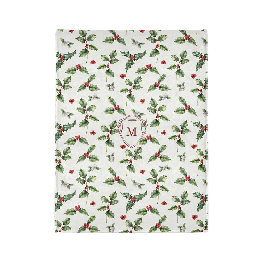 Holly Monogrammed Christmas Blanket - Hydrangea Lane Home