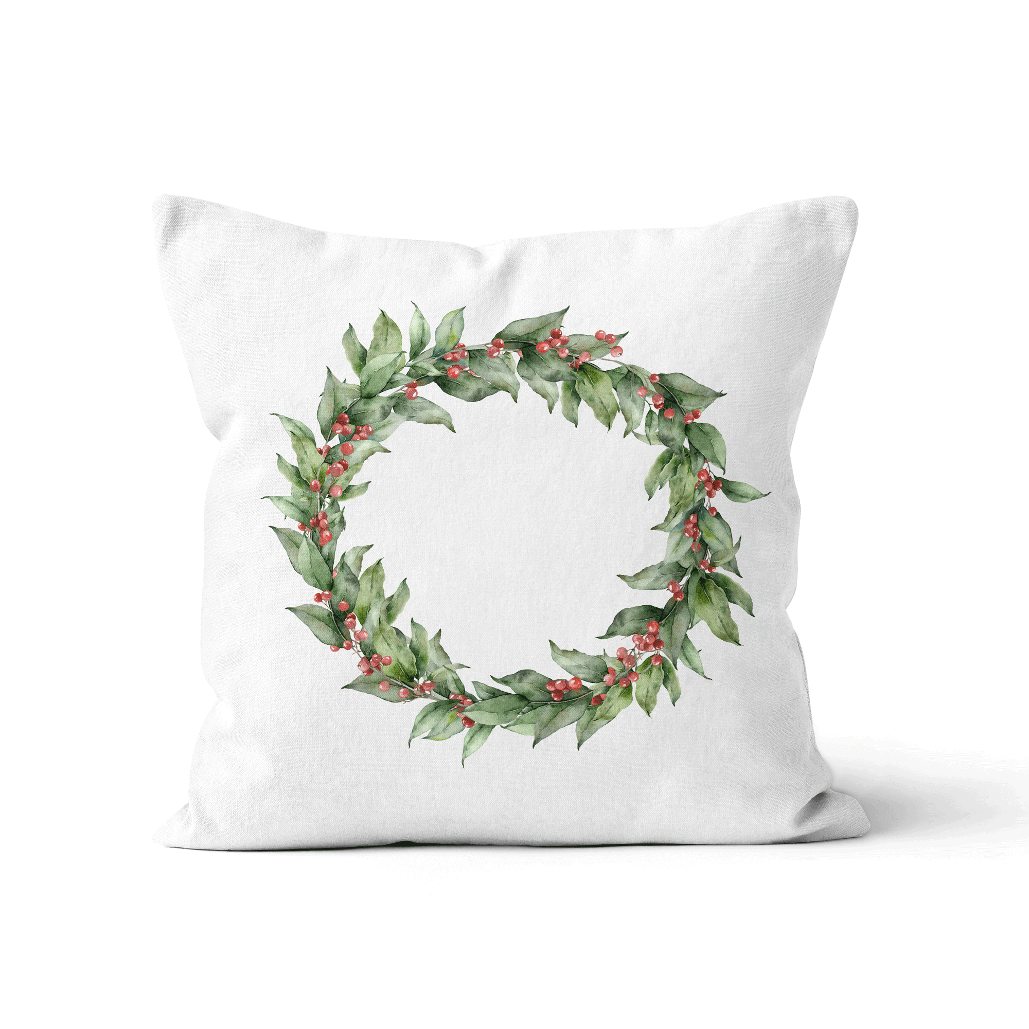 Holly Wreath Christmas Cushion/Pillow Cover - Hydrangea Lane Home