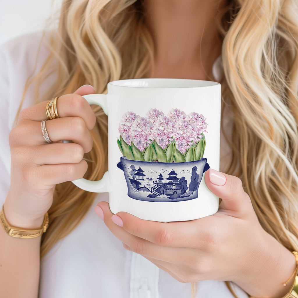 Hyacinth Chinoiserie Ceramic Mug - Hydrangea Lane Home