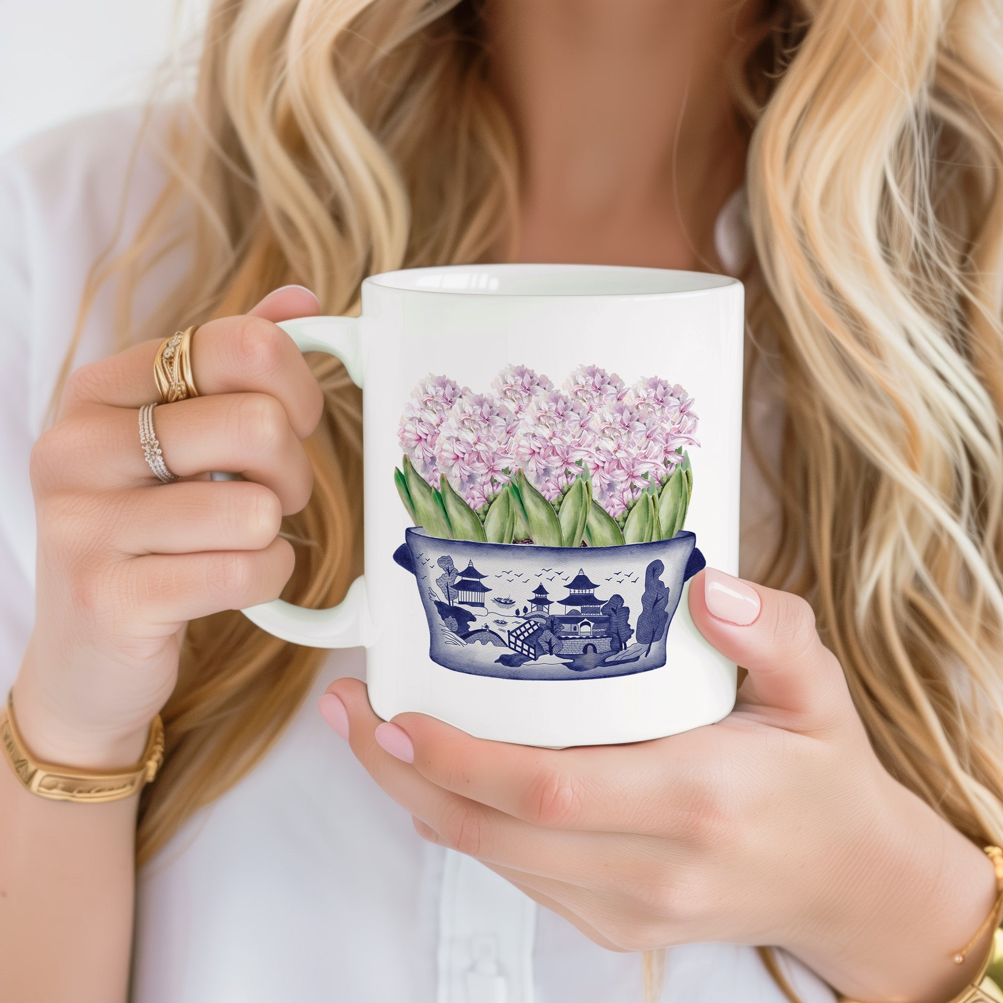 Hyacinth Chinoiserie Ceramic Mug - Hydrangea Lane Home