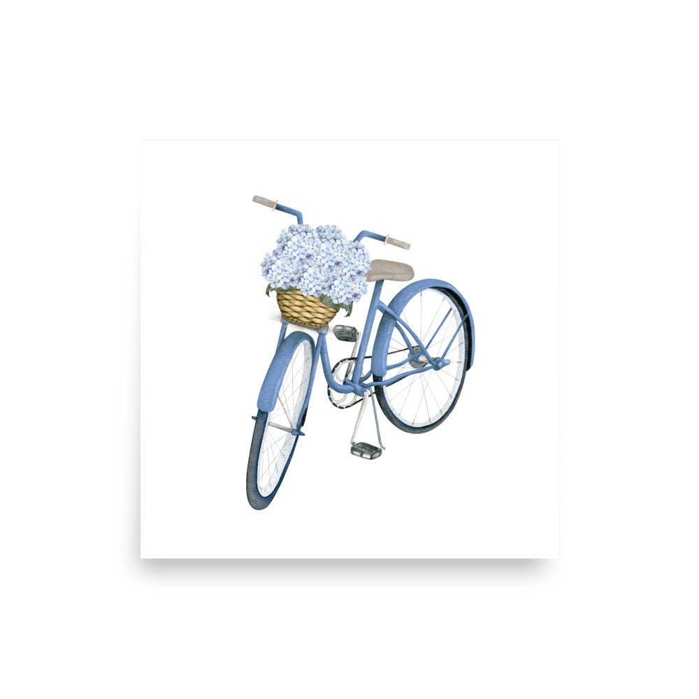 Hydrangea Bicycle Basket Art Print - Hydrangea Lane Home