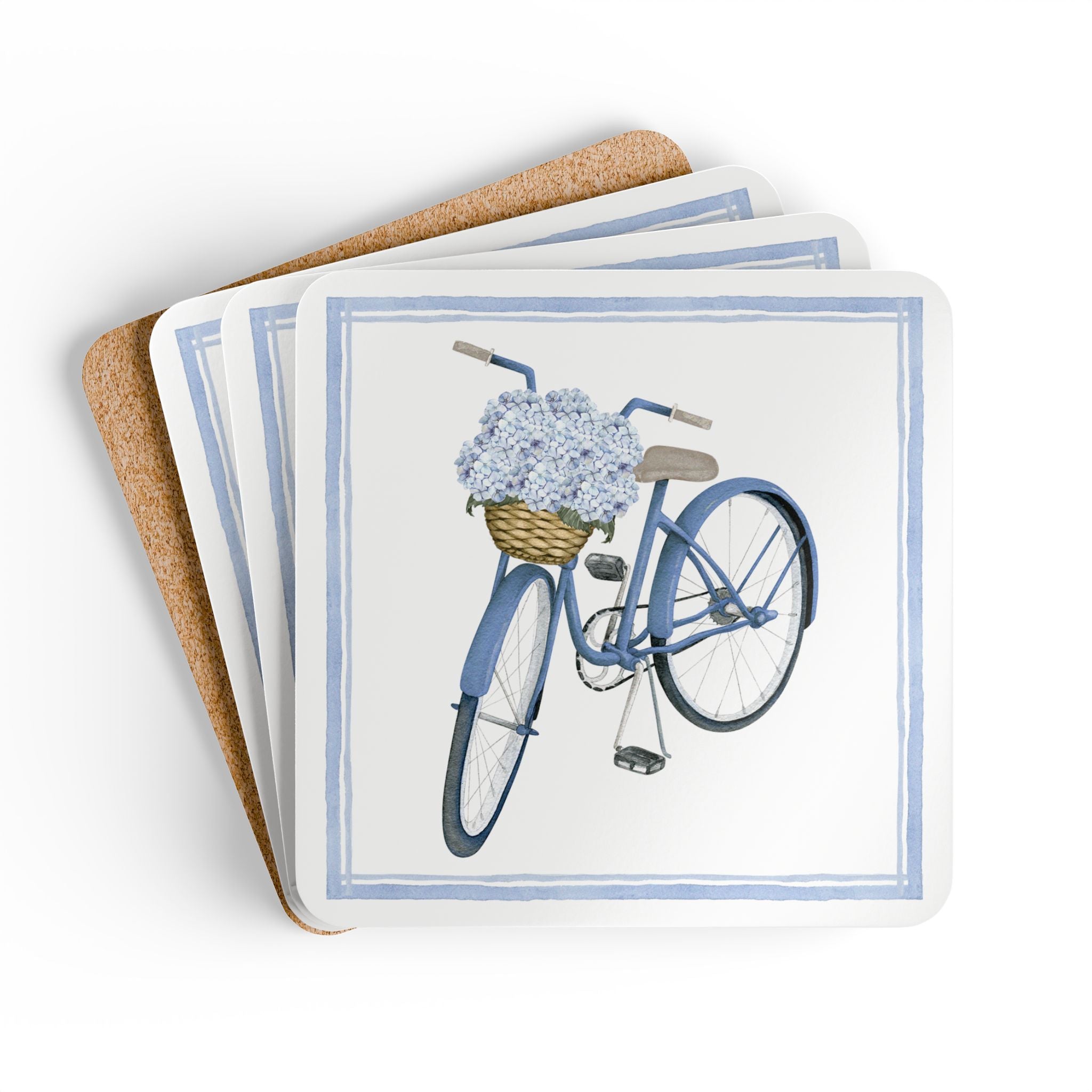 Hydrangea Bicycle Set of 4 Drink Coasters - Hydrangea Lane Home